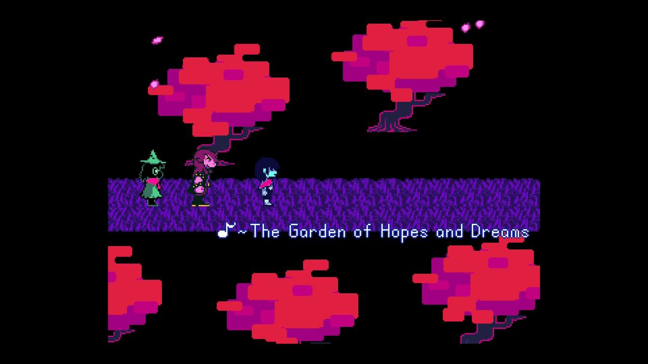 The three heroes return to a familiar location, with a familiar music indication